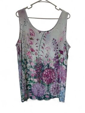 Floral Pink Scoop Neck Women's Tank Top